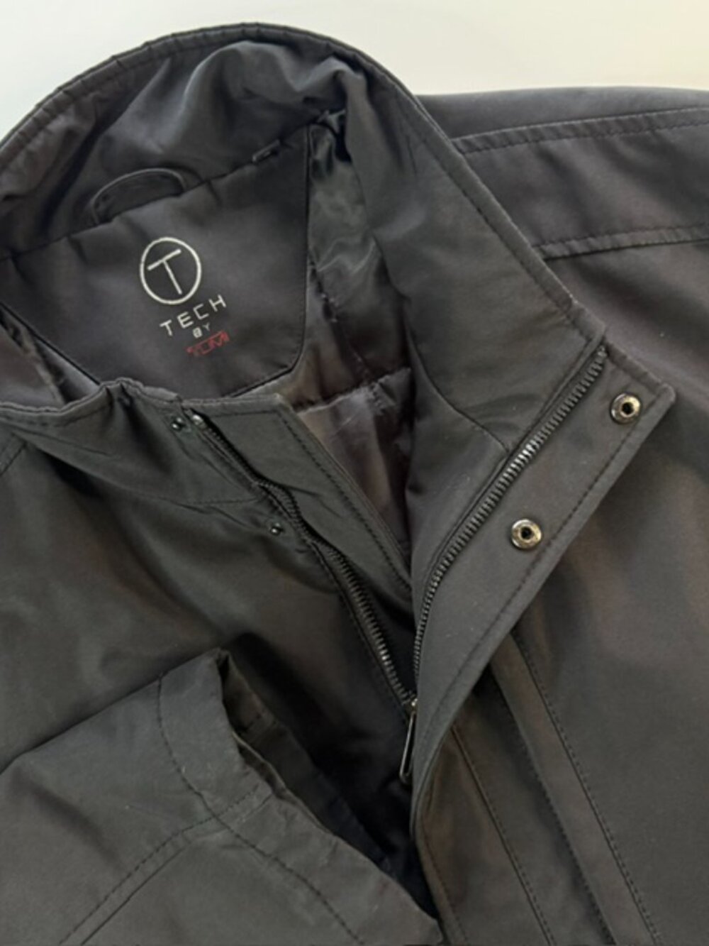 Tech by TUMI Black Soft Shell Full Zip Snap Coat Jacket Men’s Size L